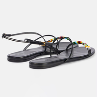 Sandales plates à bout rond et lanières pour femmes et jeunes filles – Nouvelle collection tendance pour l'été – Idéales pour la plage – Bleues – Sandales habillées pour femmes
