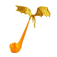Décoration de bibliothèque en forme de dragon imprimé en 3D avec flamme, sculpture de dragon cracheur de feu lumineuse avec lumière LED, décoration de étagère fantastique pour la maison