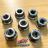 Écrous à bride à 12 points en titane GR5 personnalisés OEM 1/2-20, 7/16-20, 3/8-24, 5/16-24 pour fixations de course automobile et mini-voitures