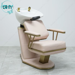 Nuevas tendencias moderno barato oro rosa Acero inoxidable Base peluquería Estilo silla peluquería corte Silla de peluquero para la venta - Product Image 2