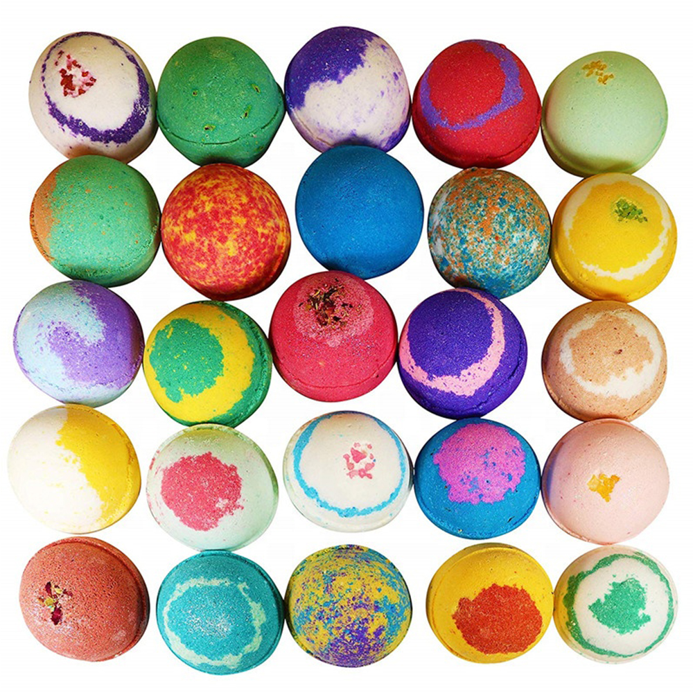 Оптовая продажа, Бомбочки для ванны на заказ, подарочный набор, натуральный органический Радужный подарок, лепесток, веганская красочная бомбочка для ванны