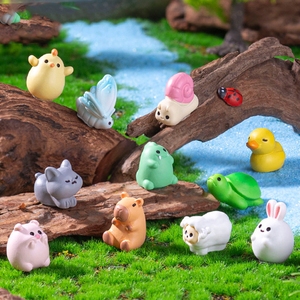 Figurines miniatures d'animaux en résine mignonnes, décorations de paysage, petits canards, capybaras, flamants roses, tortues, ornements, accessoires DIY - Product Image 5