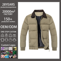 Veste matelassée d'hiver pour homme, col matelassé, veste chaude épaisse, parka décontractée, vêtements streetwear, logo personnalisé OEM ODM