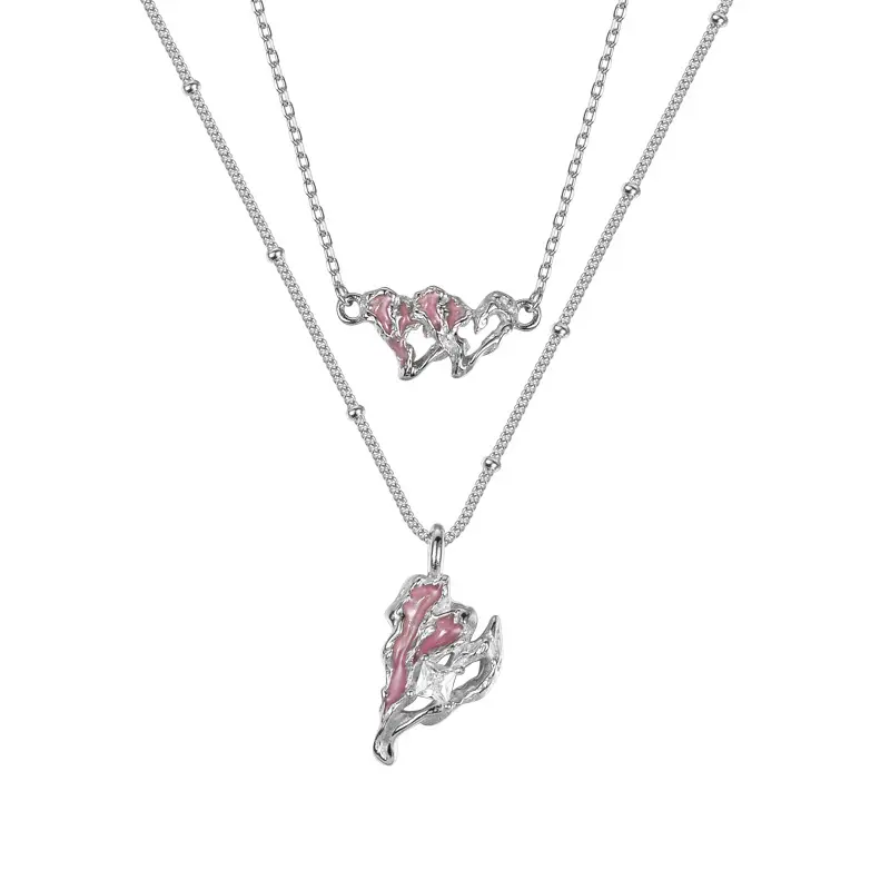 AMYAOOS925 Sterling silver minority chic cold wind sweet cool everything fresh and simple cherry blossom powder love chain