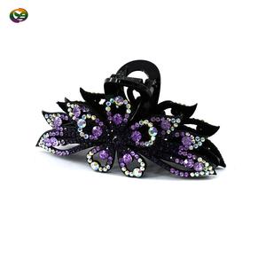 أزياء المرأة الفاخرة الحلي الشعر بلينغ حجر الراين زهرة أجوف الزهور مشبك القرش للشعر - Product Image 4