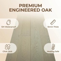 Parquet contrecollé moderne étanche à lattes larges en chêne blanc de qualité ABCD avec noyau en bouleau compatible chauffage par le sol