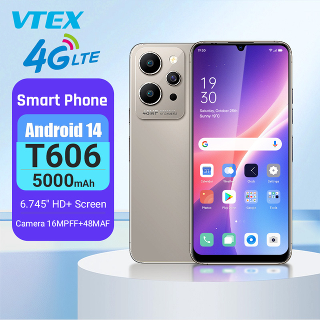 6.7 Inch 4G Smart Phone Android 14 CPU T606 Octa-Core 4+64GB 5000mAh Fast Charge 16MP+48MP Camera HD 720X1612 Mobile Phone