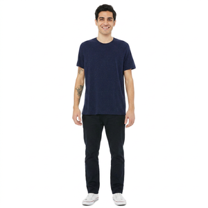 Camisetas de Manga Corta para Hombre, Color Azul Marino, Cuello Redondo, 100% Algodón, Transpirables, Corte Regular, para Verano - Product Image 1