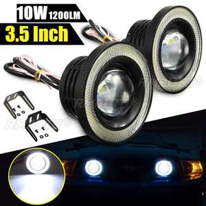 1 Ensemble de feux antibrouillard Angel Eyes pour voiture, 3,5'' 12V, feux de jour universels COB LED DRL, phare, feux de jour blancs universels - Product Image 1