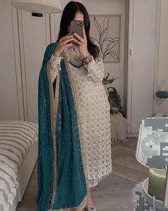 Haut en rayonne lourde de qualité supérieure avec un beau pantalon brodé et en rayonne lourde avec un travail entièrement brodé (entièrement cousu) - Product Image 5