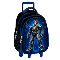 Ensemble de 3 sacs d'école à roulettes personnalisés pour garçons, thème Mech Armor bleu, sac à dos roulant pour étudiant, sac à déjeuner, trousse à crayons