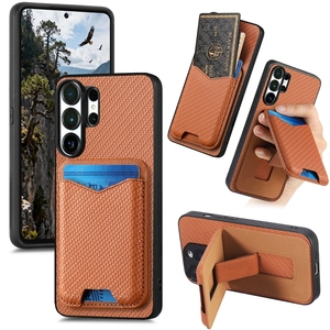 Funda tipo cartera con soporte para tarjetas, estilo fibra de carbono, para Samsung S26 Ultra/S24FE/S25/A57, para <span class=keywords><strong>Galaxy</strong></span> A37/A56 - Product Image 3