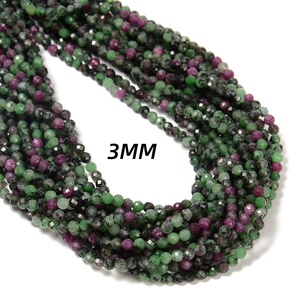 Ymj nhỏ mặt vòng Bead đồ trang sức khoan lỗ 3mm 4mm tự nhiên AA <span class=keywords><strong>Ruby</strong></span> Zoisite Garnet đá hạt đối với trang sức làm vòng đeo tay - Product Image 5