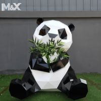Sculpture extérieure en acier inoxydable de haute qualité, statue de panda sur mesure de grande taille, statue d'animal en acier inoxydable à vendre