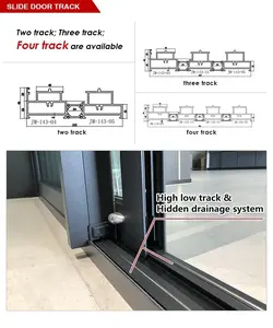 高品质铝制滑动门现代设计别墅热断门前门中国制造 - Product Image 5