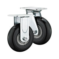 Roue en caoutchouc plein à âme en aluminium haute élasticité de 5 pouces (125 mm), roue fixe, roue rigide robuste