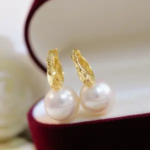 Großhandel Luxus Damen 925 Sterling-Silber Perlen-Ohrringe