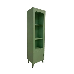 Israel Tall <strong>Thin</strong> Cosmetics Storage Cabinet Single Door Shampoo Display <strong>Cupboard</strong> 2 Doors with Feet Green Color - Product Image 2
