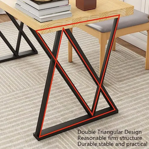 Pieds de banc en acier inoxydable noirs industriels modernes Nouveaux pieds de table en forme de X 2 ensembles pour chambre salon salle à manger facile - Product Image 3