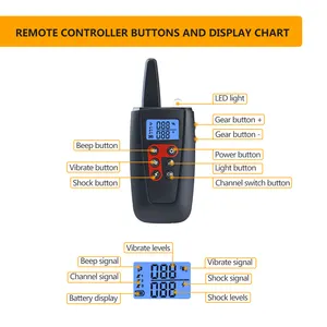 Dual 2 In 1 Large LCD Screen Receiver Battery 650mAh Shock Collar Dog Training Collar With Remote Anti Barking Collars