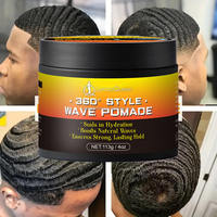 Pommade Coiffante Homme Effet Vague 360 Fixation Forte, Cire Coiffante Ondulations Profondes, Huile Coiffante Bio à Base d'Eau, Marque Privée, 4oz