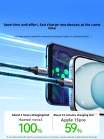 Cable de Datos USB-A/Tipo-C/Micro USB Tres en Uno US264, Carga Rápida de 60W, Transferencia de Datos, Material de PVC para iPhone 15