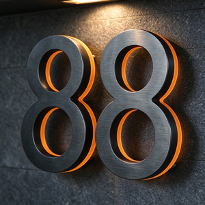 Insegna Luminosa a LED 3D Impermeabile IP65 in Acciaio Inox Spazzolato Personalizzata per Numeri Civici, Illuminazione Galleggiante per Uso Esterno Domestico - Product Image 2