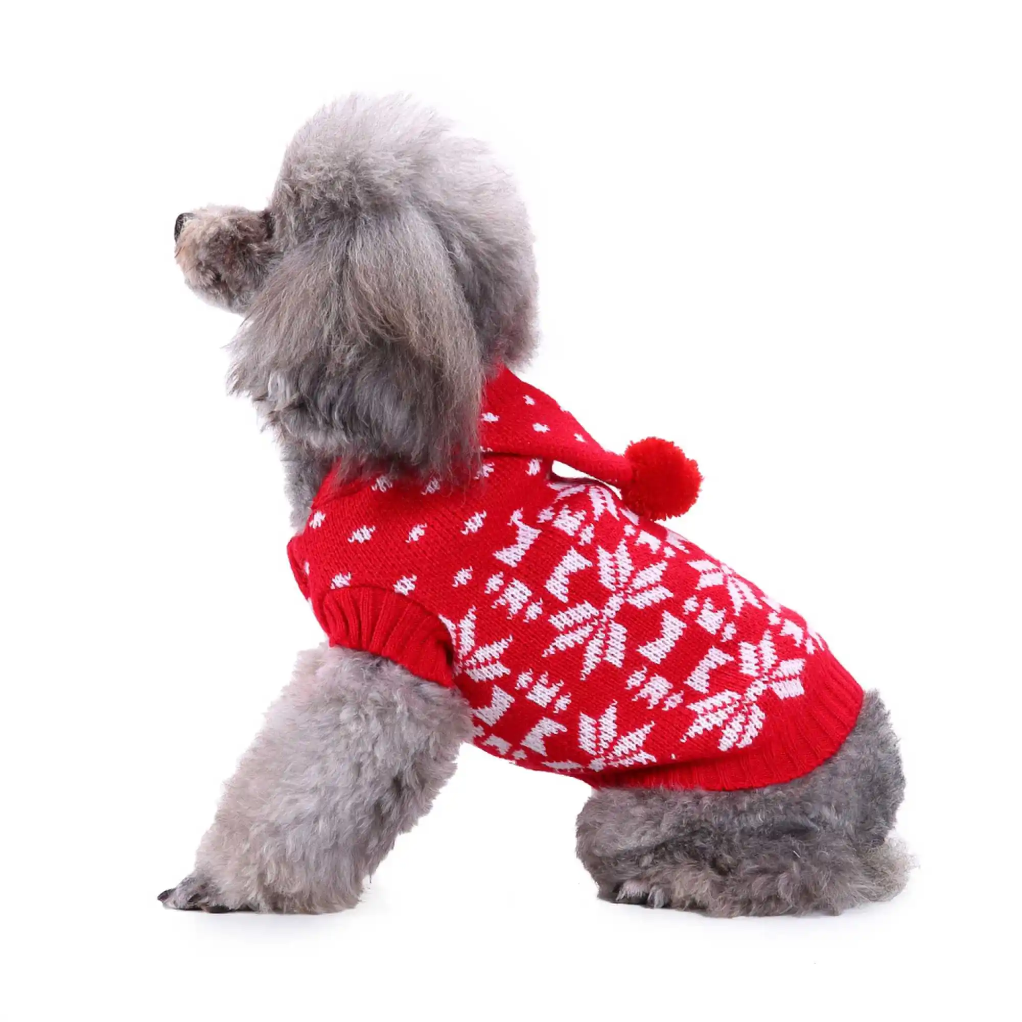 Maglione rosso per cani da compagnia in stile vacanza lavorato a maglia all'uncinetto