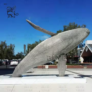 BLVE stile europeo decorazione esterna in metallo statua animale di grandi dimensioni in acciaio inox mare Mew scultura - Product Image 3