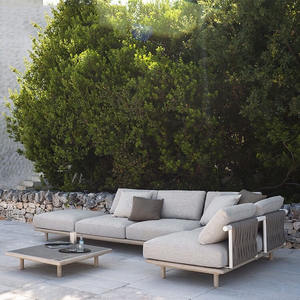 Conjunto de sofá en forma de L para exteriores, con estructura de aleación de aluminio, ratán de polietileno resistente a los rayos UV, muebles de jardín impermeables para patio y balcón. - Product Image 2