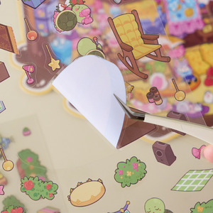 3 feuilles/paquet Autocollants de paysages miniatures en PET, créatures mignonnes, série maison, adorable décoration de vacances, collage fait main - Product Image 6