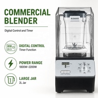Mixeur Commercial Robuste et Puissant 2000W avec 5+ Vitesses, Anti-Fuite, pour Smoothies et Broyage de Glace
