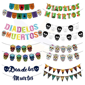 Venta al por mayor de pancartas colgantes coloridas de Halloween, Bandera de papel, letrero de pared para decoración de fiesta para graduación, Navidad, <span class=keywords><strong>Año</strong></span> <span class=keywords><strong>Nuevo</strong></span>, Pascua - Product Image 1