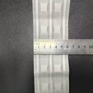 Ruban de plissage moderne et robuste pour rideaux, plissé crayon, en polyester, avec cordon de serrage, 2 rangées de poches à crochets, pour tringles à rideaux, blanc - Product Image 3