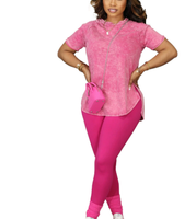 Ensemble décontracté d'été deux pièces pour femme, écologique et respirant, motif uni, en polyester, avec chemisier à manches courtes et short au-dessus du genou