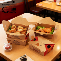 Boîtes à emporter biodégradables en gros pour poulet et sushi, personnalisables avec logo, en papier kraft offset pour la livraison de repas en restaurant