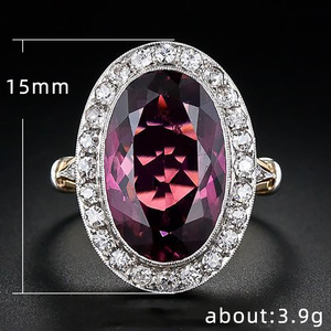 Anello da Donna Vintage con Pietra Lucida Bicolore Rosso Granato, Ornamento per Mano da Matrimonio, Stile Europeo Transfrontaliero - Product Image 5