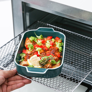 Wholesale Colorful Ceramic Baking <strong>Plate</strong> With Handle Different Size <strong>Back</strong> Dish - Product Image 6