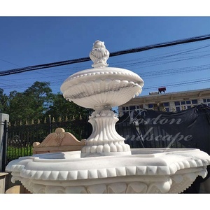 Vente en gros bon marché personnalisé maison jardin <span class=keywords><strong>d</strong></span>écoration extérieure <span class=keywords><strong>grande</strong></span> sculpté à la main marbre blanc jardin fontaines <span class=keywords><strong>d</strong></span>'eau sculpture sur pierre statue - Product Image 4