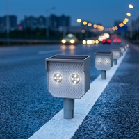 Luz Reflectante Solar Tipo Ojo de Gato, Luz de Advertencia para Conos de Tráfico, Luz de Seguridad Vial Nocturna Anticollisión