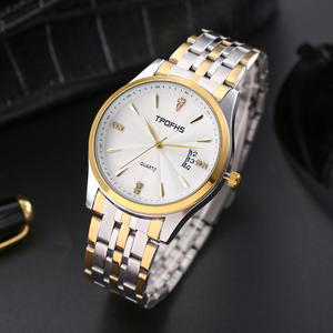 Venta al por mayor de relojes de banda de acero para hombres relojes de cuarzo con patrón de onda casual con marcadores de diamantes de imitación y calendario - Product Image 4