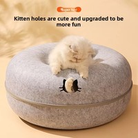 Nouveau Nid pour Chat Quatre Saisons Universel, Lit pour Chat en Forme de Donut Double Couche, Tunnel, Jouet pour Chat, Anti-adhérent aux Poils, Amovible, Solide, pour Intérieur