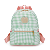 Sac à dos tendance et mignon à carreaux vichy verts pour filles, sacs d'école légers en nylon, sac à dos de voyage quotidien pour adolescentes