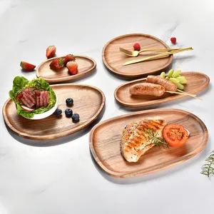 Besafe Bandeja de madeira de acácia para servir pratos, bandeja irregular oval para lanches, pães, sobremesas, queijos e frutas