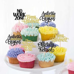 ที่เสียบตกแต่งคัพเค้ก 30 ชิ้น ลาย Happy Retirement สำหรับคนเกษียณอย่างเป็นทางการ ไม่ทำงานอีกต่อไป ของตกแต่งเค้กสีดำทอง อุปกรณ์จัดปาร์ตี้ - Product Image 5