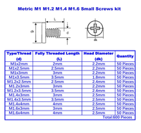 Kit de 12 types de micro-vis Phillips, vis de remplacement minuscules pour la réparation de montres, lunettes, téléphones, ordinateurs portables, avec boîte de rangement