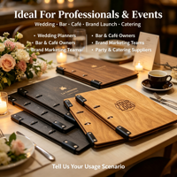 Porta Menús Personalizado A4 A5 con Logotipo, Carpeta de Menú de Madera Premium para Restaurante, Bar, Cafetería, Bebidas, Suministros para Bodas