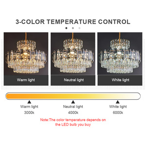 K9 pha lê vàng ánh sáng mặt dây chuyền hiện đại cao Đèn chùm trần sang trọng ánh sáng mặt dây chuyền - Product Image 6