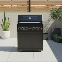 Barbecue à gaz extérieur 5 brûleurs avec armoire en acier inoxydable, roues et thermomètre, pour propane