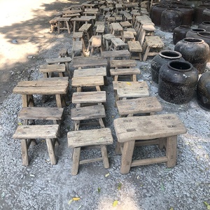 Chinese Vintage Antique Living Room Natural Rustic <strong>Small</strong> <strong>Wood</strong> <strong>Stool</strong> - Product Image 1